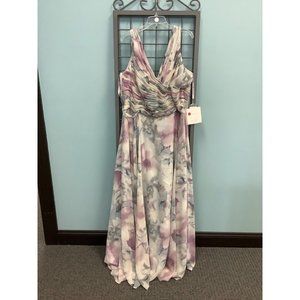 Morilee Madeline Gardner White Smoke Floral Ruched Dress 24